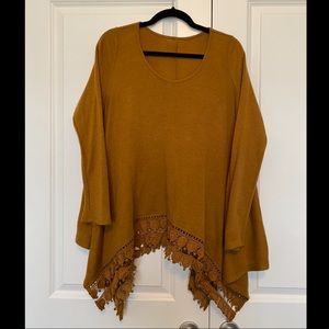 Burnt Orange Top with Lace detail Size M